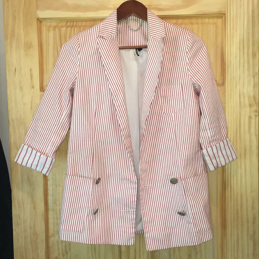 Topshop red and white striped Blazer
